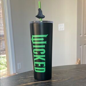 Wicked Elphaba Black and Green Tumbler with Straw and Topper